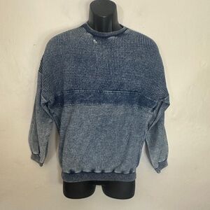 Guillo Indigo Dyed Cotton Sweater Small Gently worn 2.5" armpit to armpit